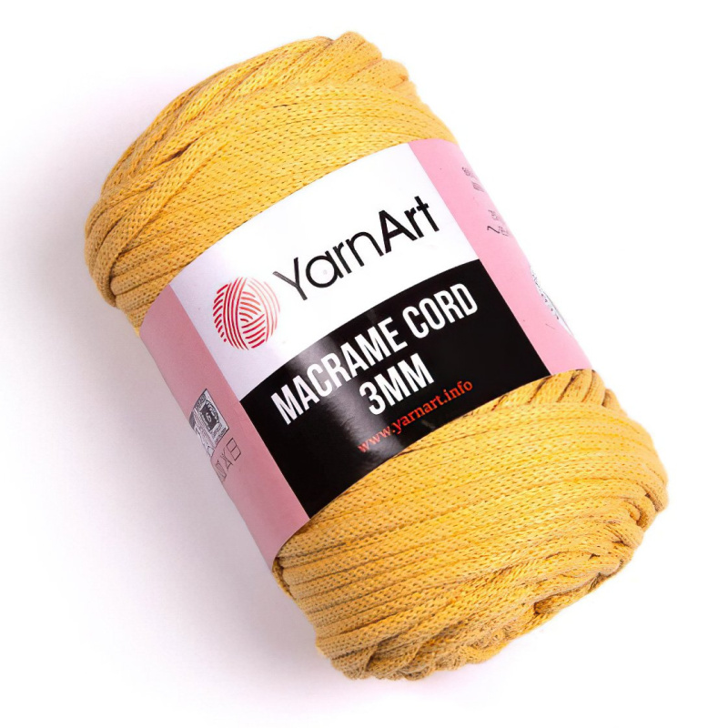 Pletací / háčkovací příze YarnArt MACRAME CORD 3mm 764 okrově žlutá, jednobarevná 250g/85m