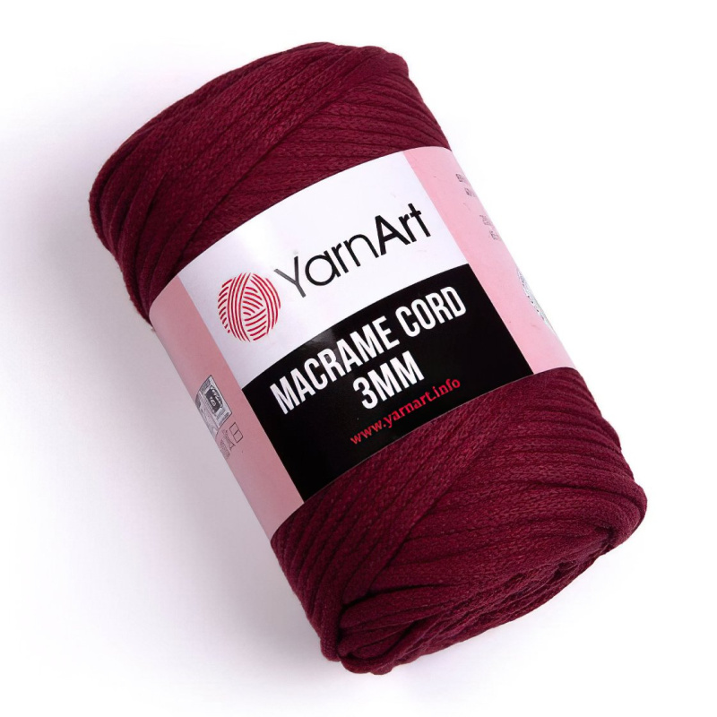 Pletací / háčkovací příze YarnArt MACRAME CORD 3mm 781 bordó, jednobarevná 250g/85m
