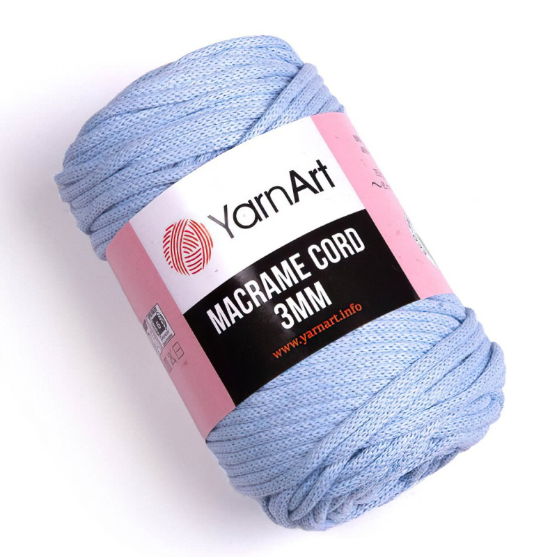 Pletací / háčkovací příze YarnArt MACRAME CORD 3mm 760 světle modrá, jednobarevná 250g/85m