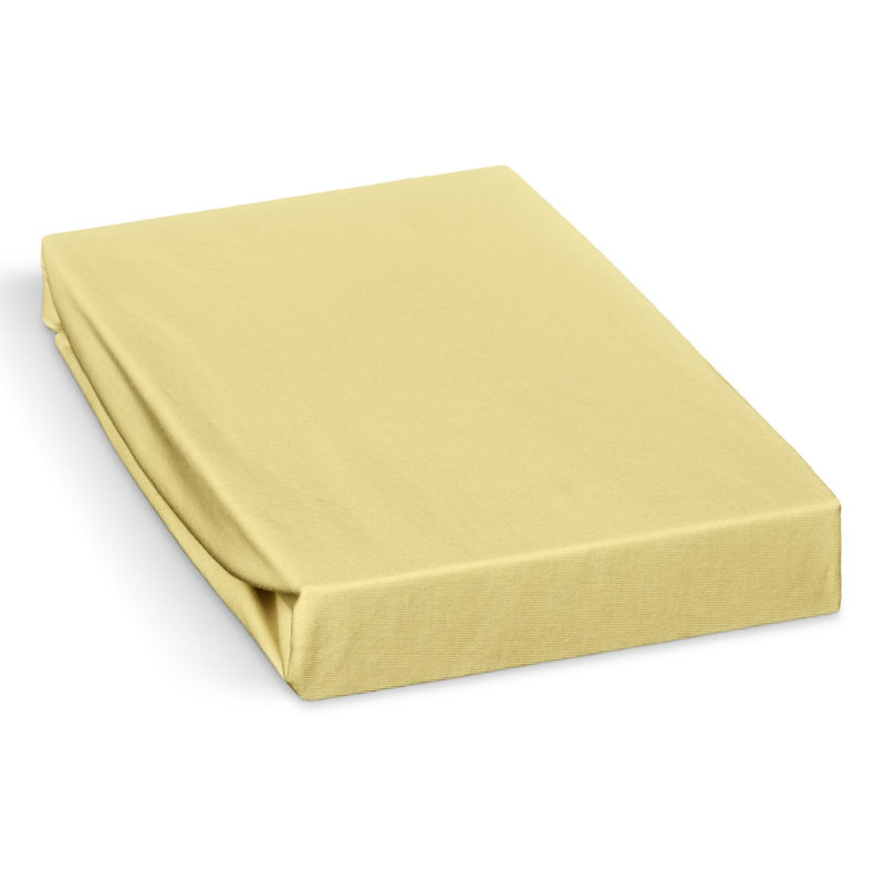 Polášek Jersey prostěradlo na vysokou matraci (až 30cm), 160x200cm, na dvoulůžko, světle žluté