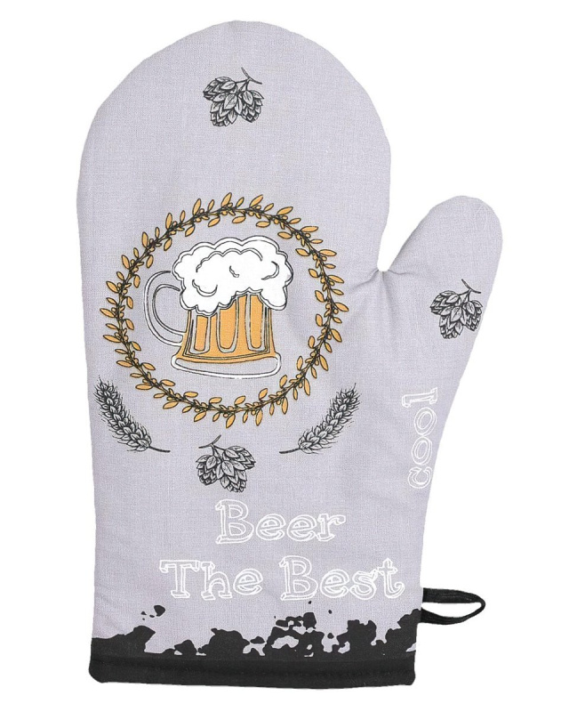 Frobyt Kuchyňská chňapka PIVO, šedá, 28x18cm