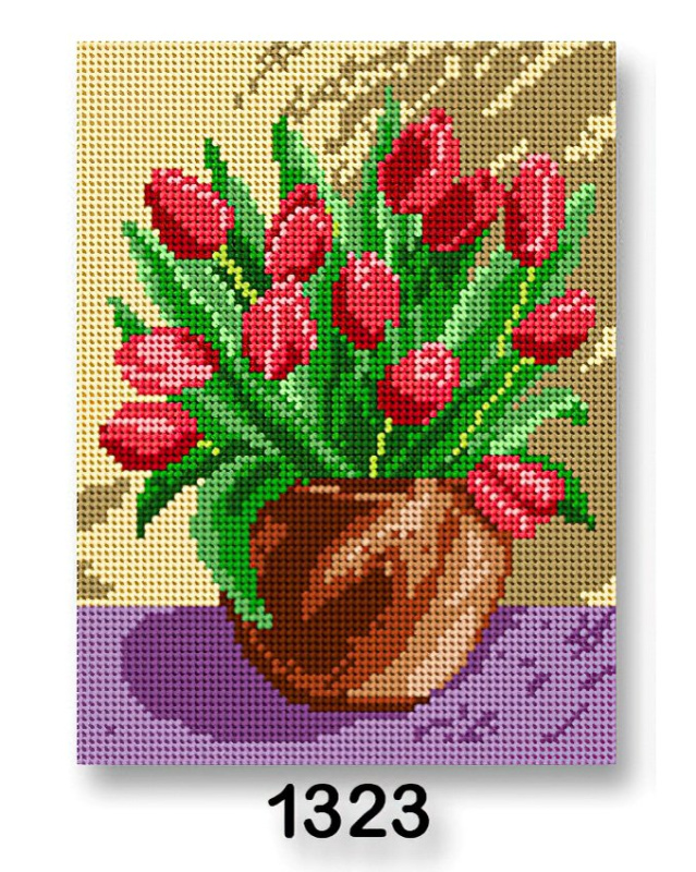 Stoklasa Vyšívací předloha, obrázek na vyšívání 70246/1323, květiny 1, červené tulipány, 18x24cm