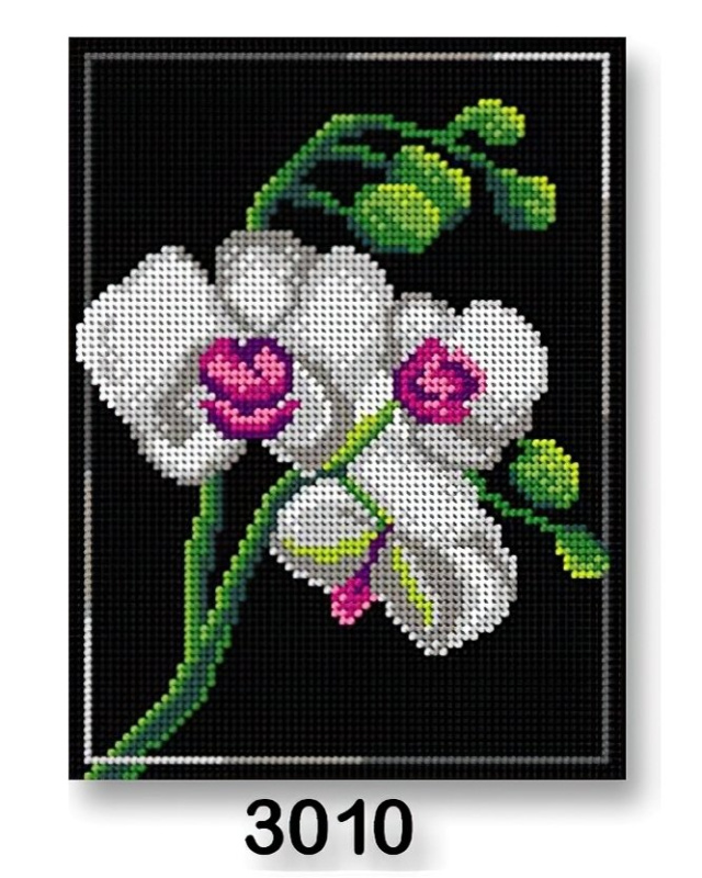 VTC Vyšívací předloha, obrázek na vyšívání 70246/3010 orchidea, bílo-černá, 18x24cm
