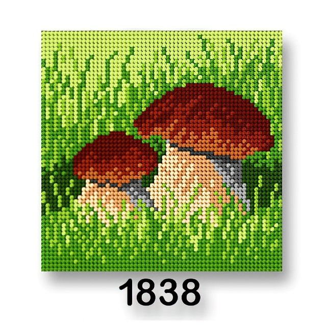 Stoklasa Vyšívací předloha, obrázek na vyšívání 70244/1838, houby 2, zelená, 15x15cm