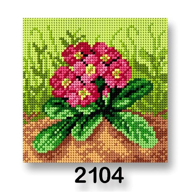 Stoklasa Vyšívací předloha, obrázek na vyšívání 70244/2104, květiny 3, růžové na zelené, 15x15cm