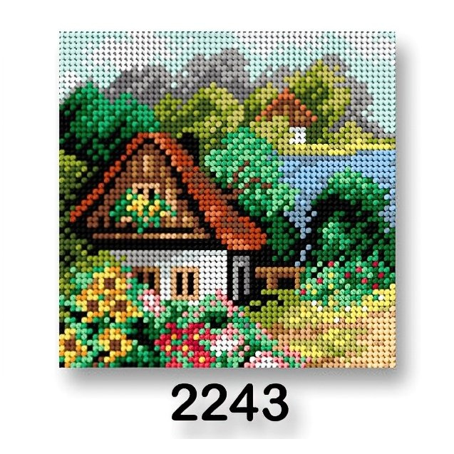 Stoklasa Vyšívací předloha, obrázek na vyšívání 70244/2243, dům léto 1, zelená, 15x15cm