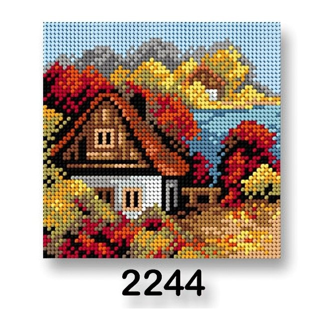 Stoklasa Vyšívací předloha, obrázek na vyšívání 70244/2244, dům podzim 1, červená, 15x15cm