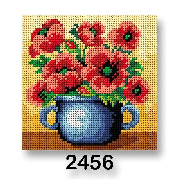 VTC Vyšívací předloha, obrázek na vyšívání 70244/2456, květiny 12, červená, 15x15cm