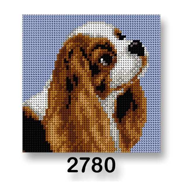 VTC Vyšívací předloha, obrázek na vyšívání 70244/2780 King Charles Spaniel, pes na modré, 15x15cm