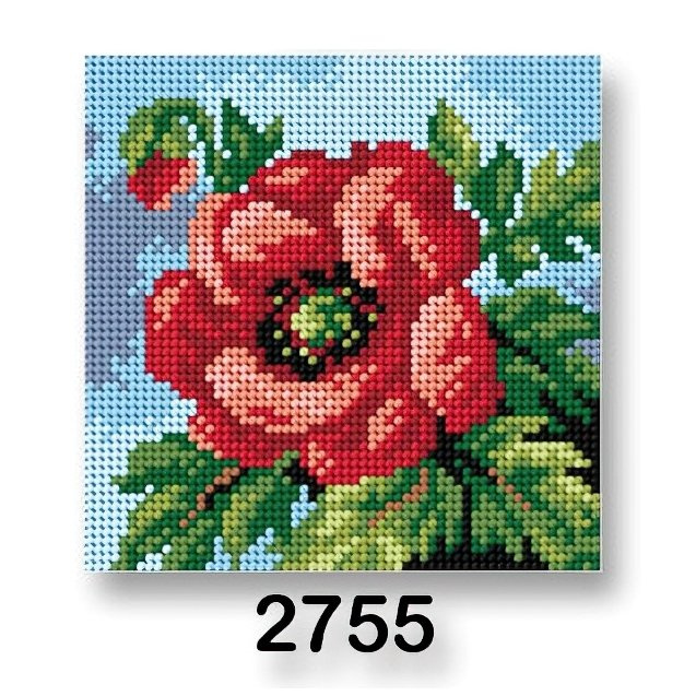 VTC Vyšívací předloha, obrázek na vyšívání 70244/2755 vlčí mák, červená, 15x15cm