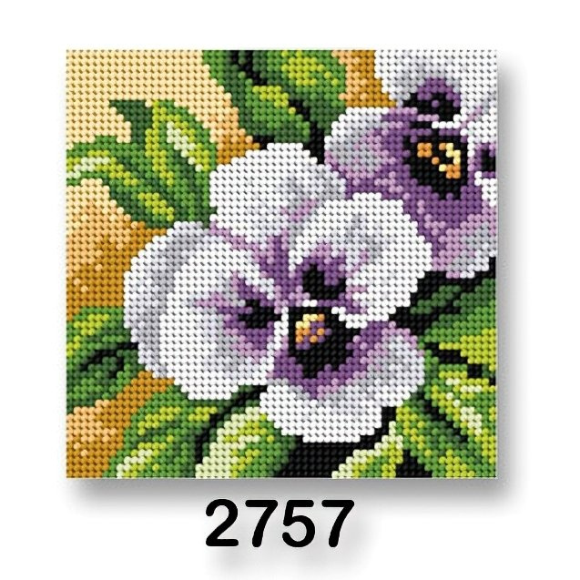 VTC Vyšívací předloha, obrázek na vyšívání 70244/2757 maceška, fialová, 15x15cm