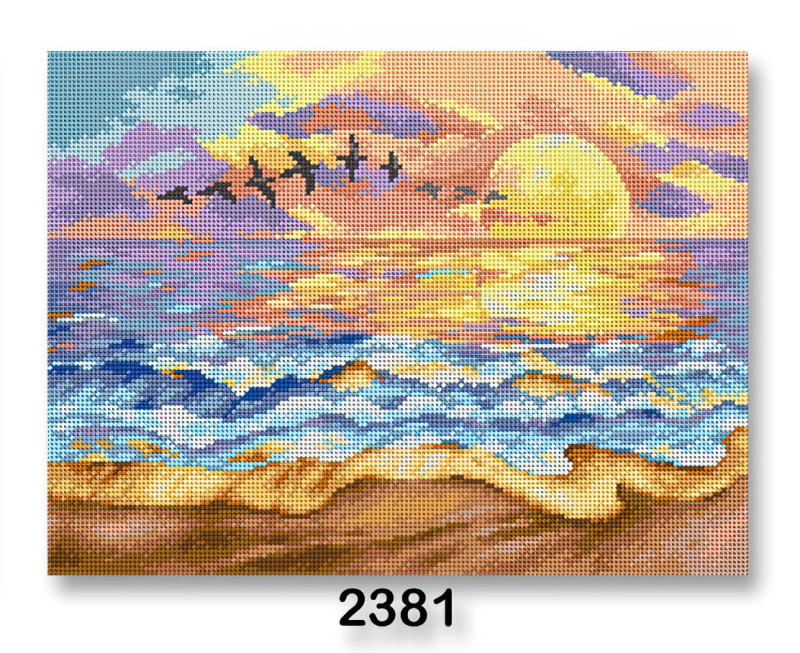 VTC Vyšívací předloha, obrázek na vyšívání 70243/2381, moře, modro-béžová, 30x40cm