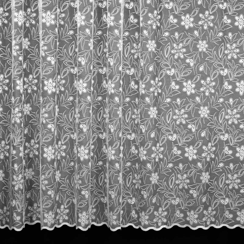 Buona Ventura žakárová záclona 107099/001 květinový vzor, bílá, výška 150cm (v metráži)