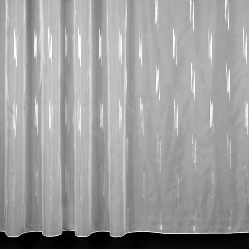 Rand voálová záclona J2029/07, šedé svislé proužky na bílé, s olůvkem, výška 200cm ( v metráži)