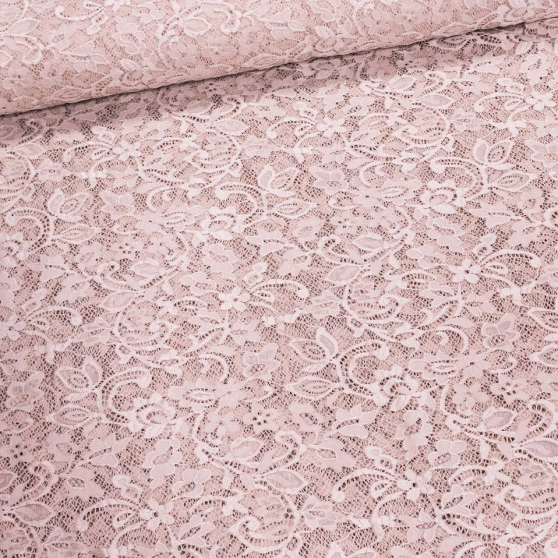 Šatovka / krajka LILI 3 elastická, pudrová, š.150cm (látka v metráži)