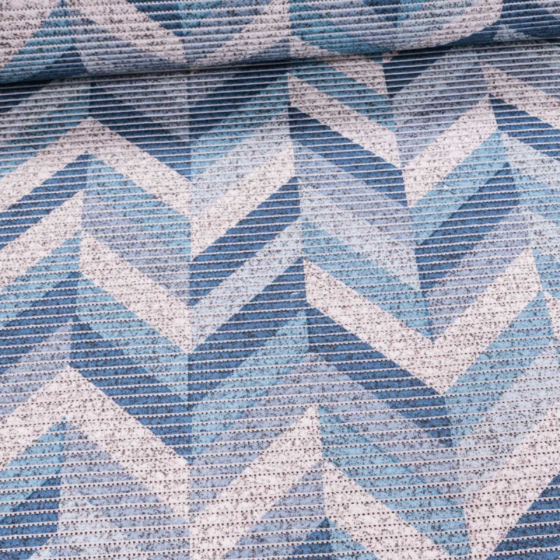 Pěnová předložka PVC AQUAMAT 4054-3, modrý zig zag vzor, šíře 65cm (metráž)