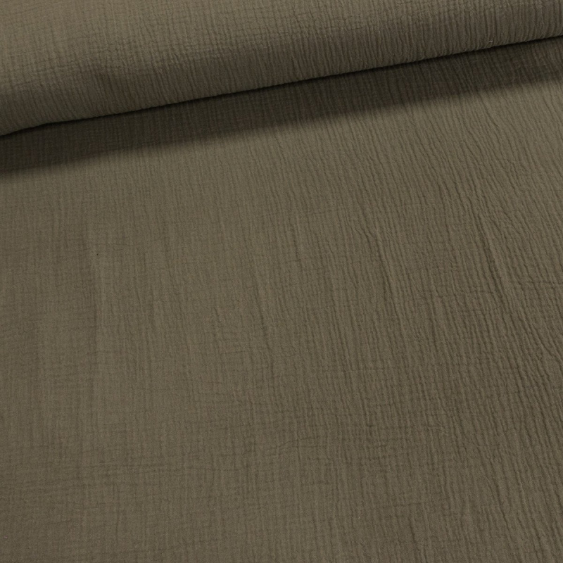 Šatovka / fáčovina, mušelín DT-24021, jednobarevná khaki, š.140cm (látka v metráži)