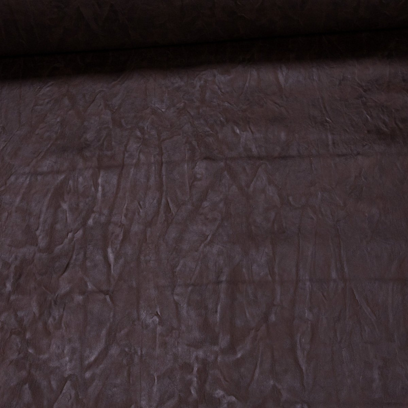 Potahová látka, čalounická koženka s filcem NATURHAVEN 08, extra odolná imitace kůže, tmavě hnědá, pokrčený efekt, š.140cm, 560g/m2 (látka v metráži)