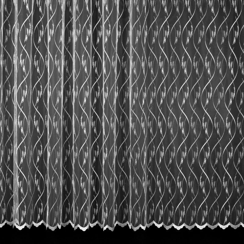 Mantis tylová záclona, vyšívaný šedo-bílý vzor, s bordurou, výška 130cm ( v metráži)