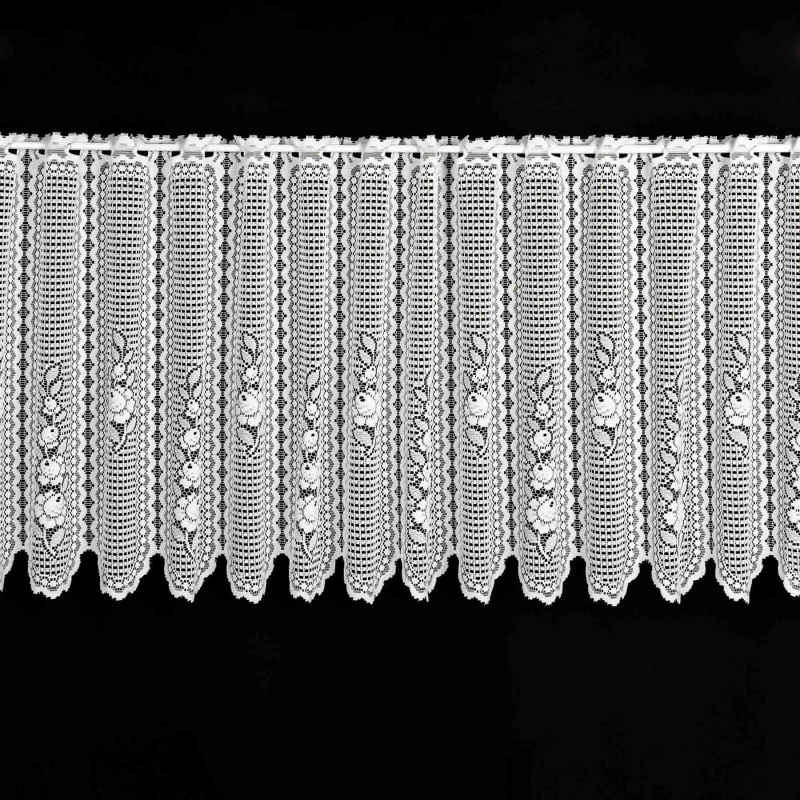Brilltex žakárová vitrážová záclona 912, květnový vzor, bílá, výška 45cm (v metráži)