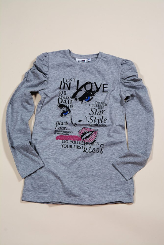 triko dl. rukáv, Wendee, FS39140-1, šedá - 122 | 7let