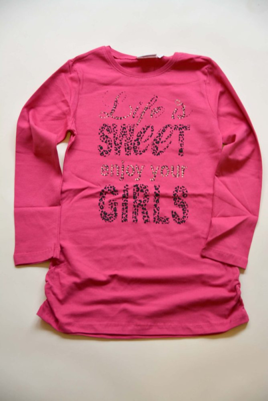 tričko dívčí s dlouhým rukávem, Wendee, ozfb39216-1, vínová - 116 | 6let