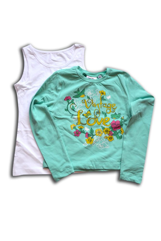 tričko a nátělník, dlouhý rukáv, Wendee, OZKB102666-1, tyrkysová - 122 | 7let