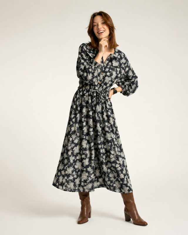 SISTERS DEPARTMENT Dámské šaty black - floral jacquard Velikost: S