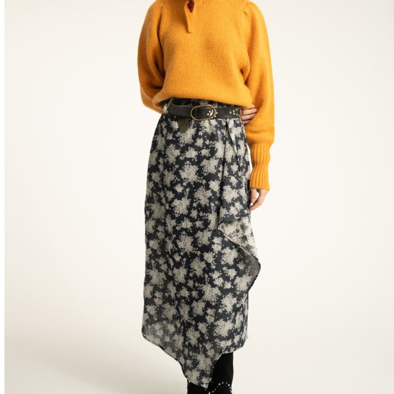 SISTERS DEPARTMENT Dlouhá sukně black - floral jacquard Velikost: S