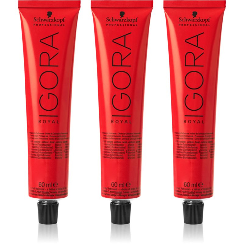 Schwarzkopf Professional IGORA Royal barva na vlasy výhodné balení odstín 4-0 Medium Brown 3x60 ml