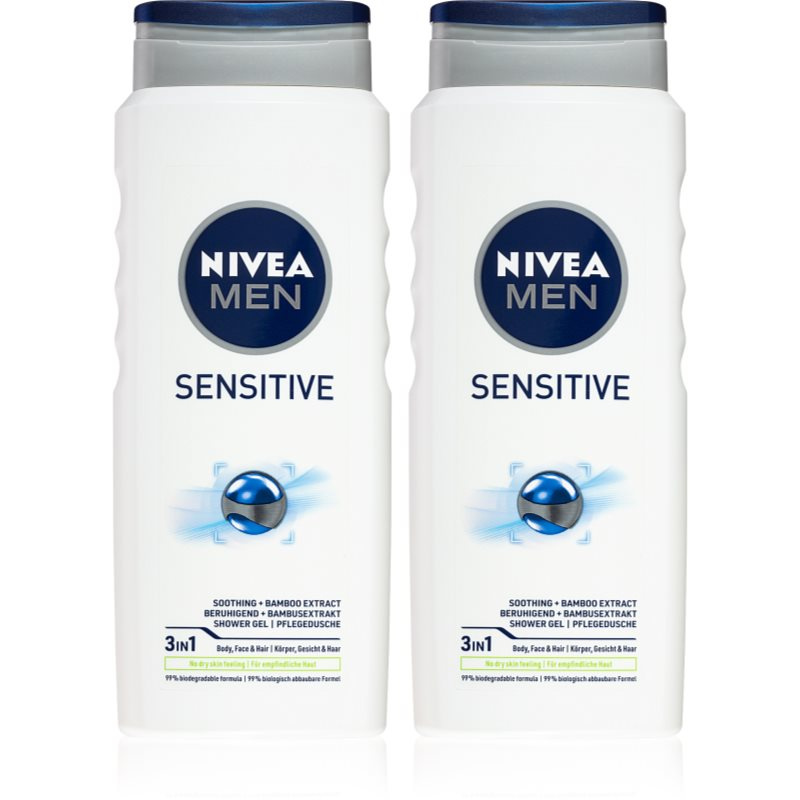 NIVEA MEN Sensitive sprchový gel na tělo a vlasy výhodné balení