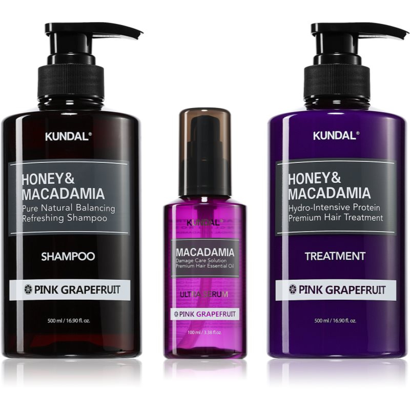 KUNDAL Honey & Macadamia Pink Grapefruit sada pro suché a poškozené vlasy