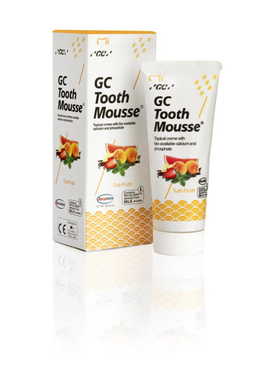 GC Tooth Mousse remineralizační ochranný krém pro citlivé zuby bez fluoridu příchuť Tutti Frutti 35 ml