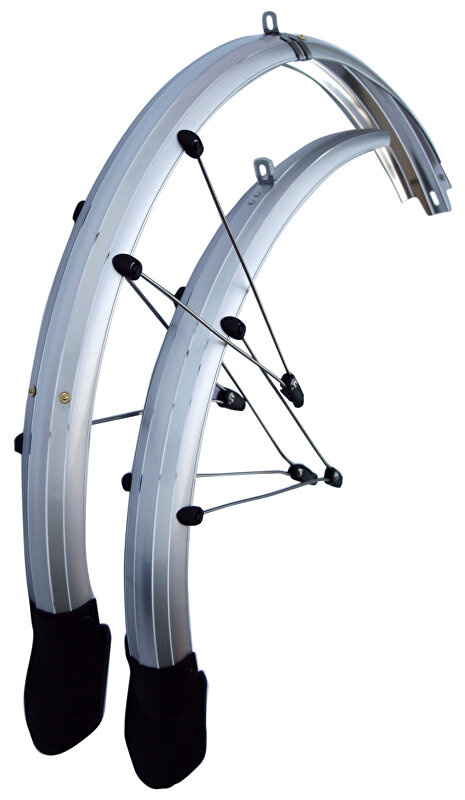 M-WAVE blatníky set OLYMPIK 26" Lux se zástěrkou, 60 mm, stříbrné Barva: Černá, Velikost: 26"