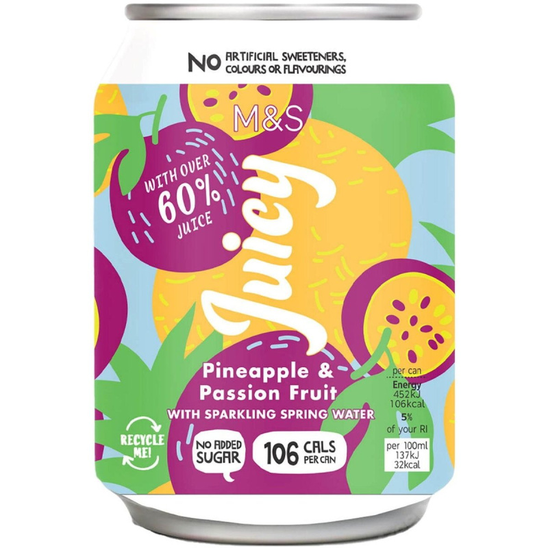Marks & Spencer Perlivý nápoj jablko, ananas, mučenka a banán