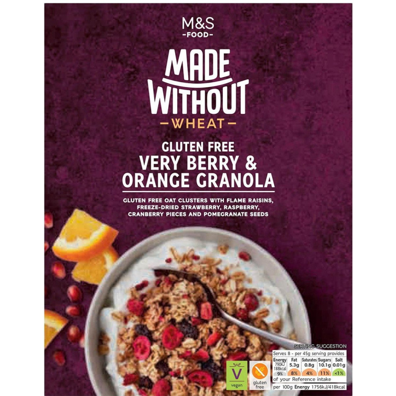 Marks & Spencer Granola z bezlepkových celozrnných ovesných vloček s pomerančovou příchutí