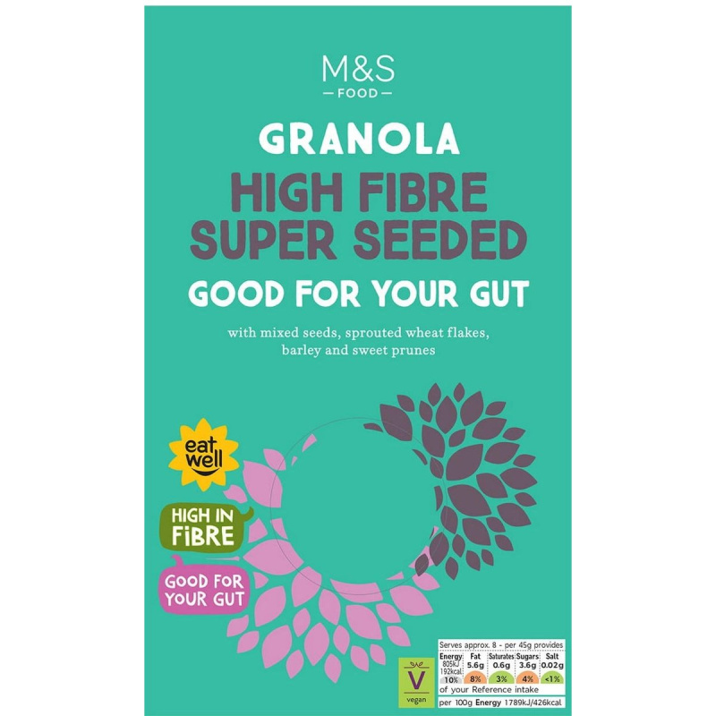 Marks & Spencer Ovesná granola s naklíčenou pšenicí, semínky, ječmenem a sušenými švestkami
