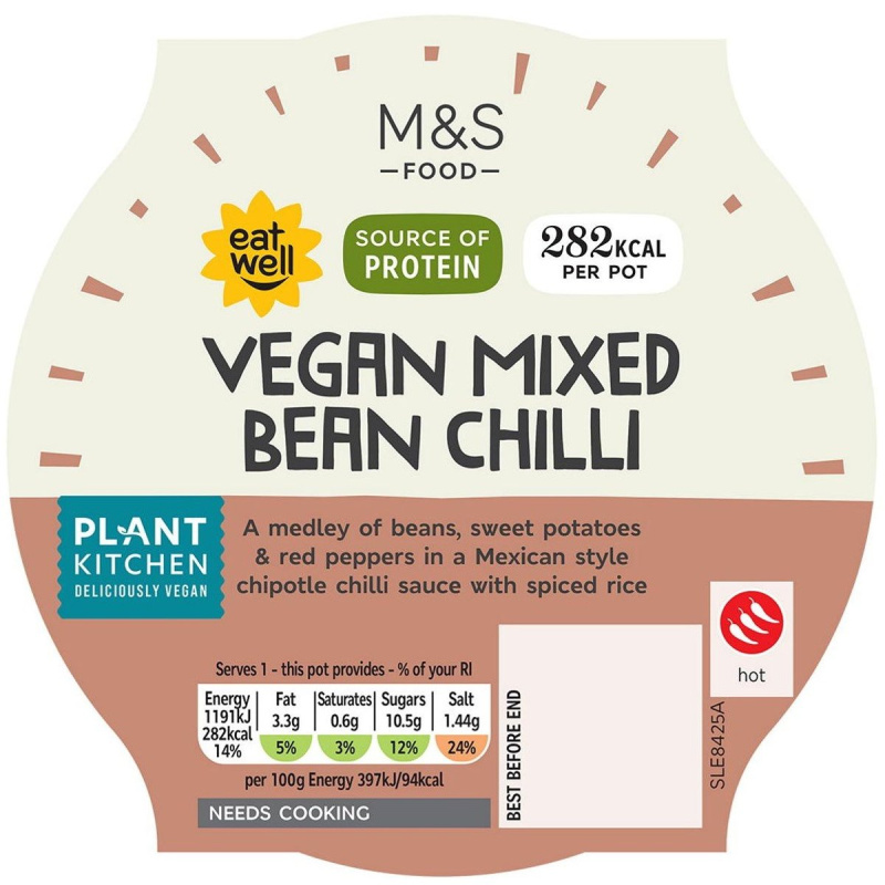 Marks & Spencer Směs vařené bílé rýže, fazolí, batátů, papriky a žampiónů v rajčatové omáčce