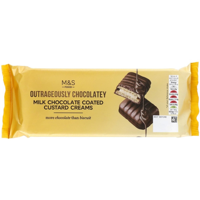 Marks & Spencer Sušenky s vanilkovou náplní v mléčné čokoládě