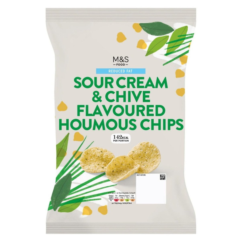Marks & Spencer Lupínky z cizrnové a čočkové mouky s příchutí zakysané smetany a pažitky