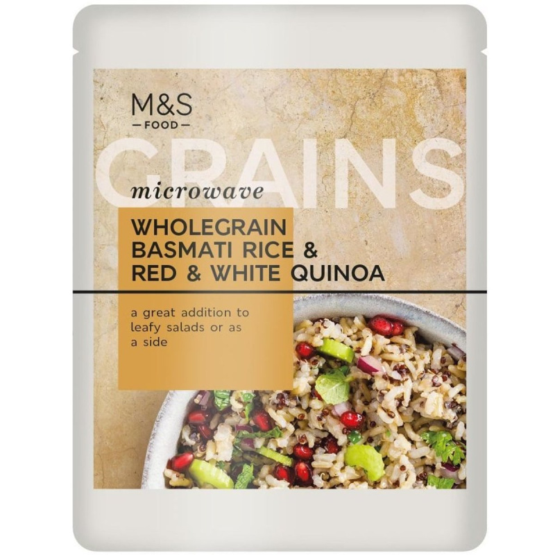 Marks & Spencer Vařená celozrnná rýže basmati s červeným a bílým merlíkem čilským
