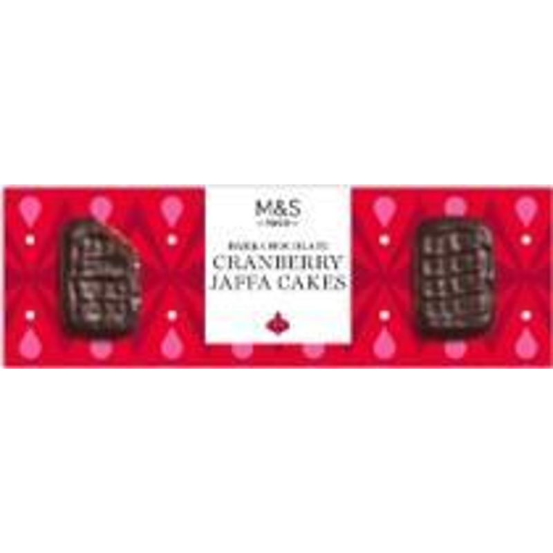 M&S Čokoládové piškoty s náplní s brusinkovou příchutí polomáčené v hořké čokoládě