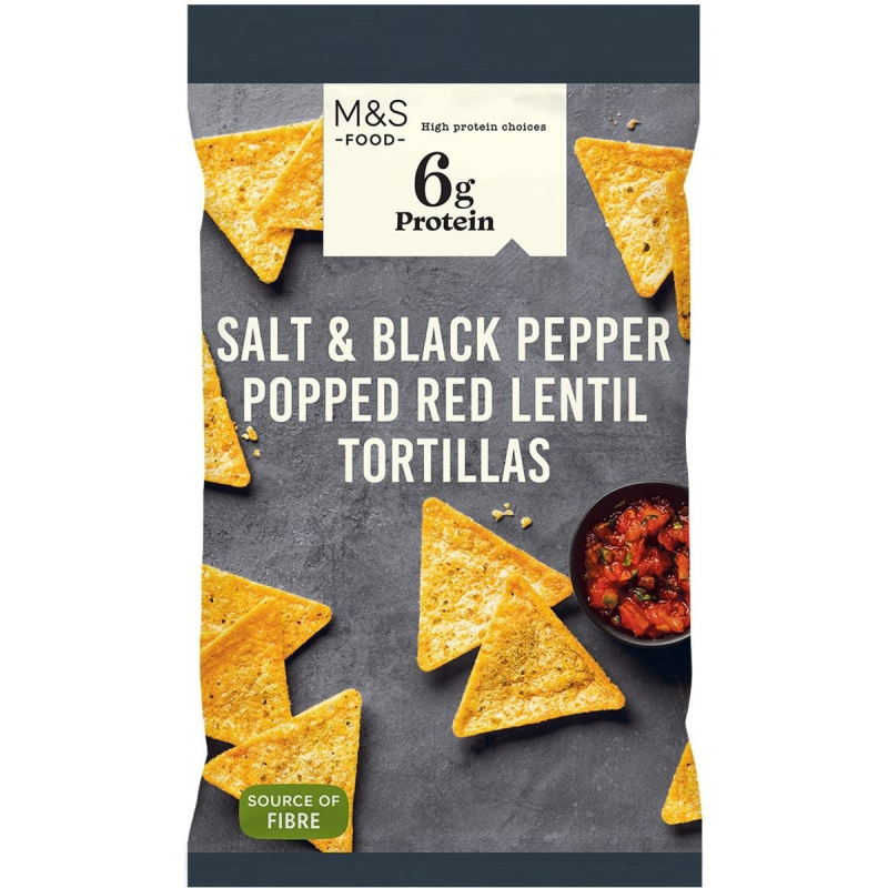 Marks & Spencer Tortillové lupínky z čočkové mouky sůl a černý pepř