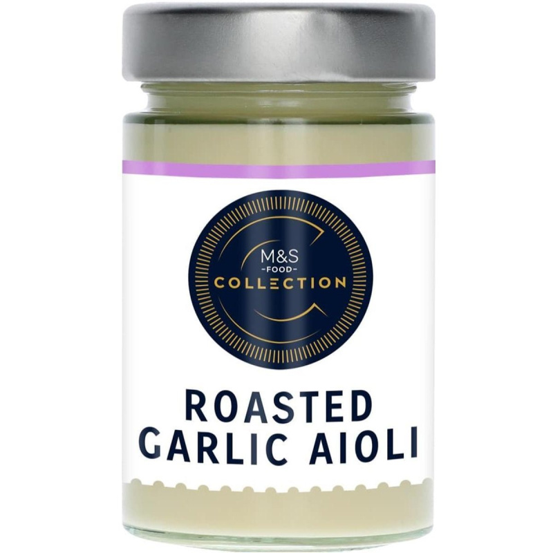 Marks & Spencer Majonéza s olivovým olejem (74 %), extra panenským olivovým olejem (2 %) a pečeným česnekem