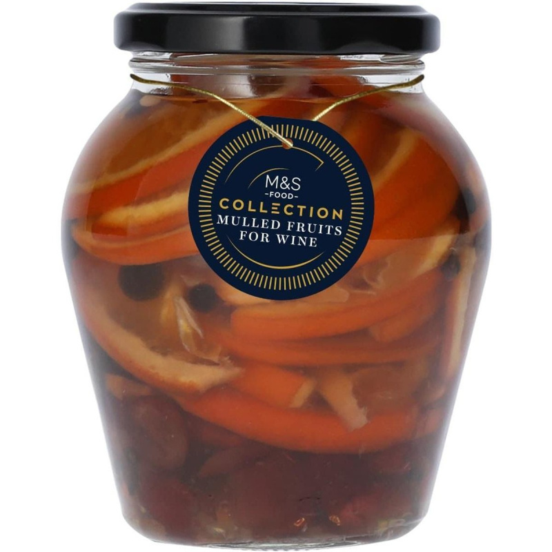 M&S Plátky pomerančů a slazené sušené brusinky v kořeněném cukrovém sirupu