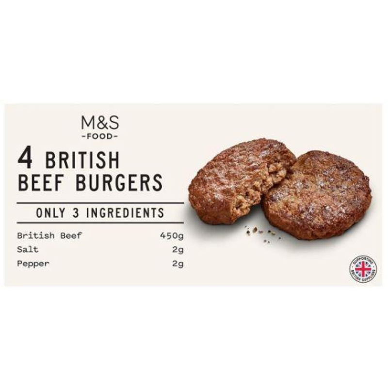 Marks & Spencer Burgery z hovězího masa ochucené solí a černým pepřem