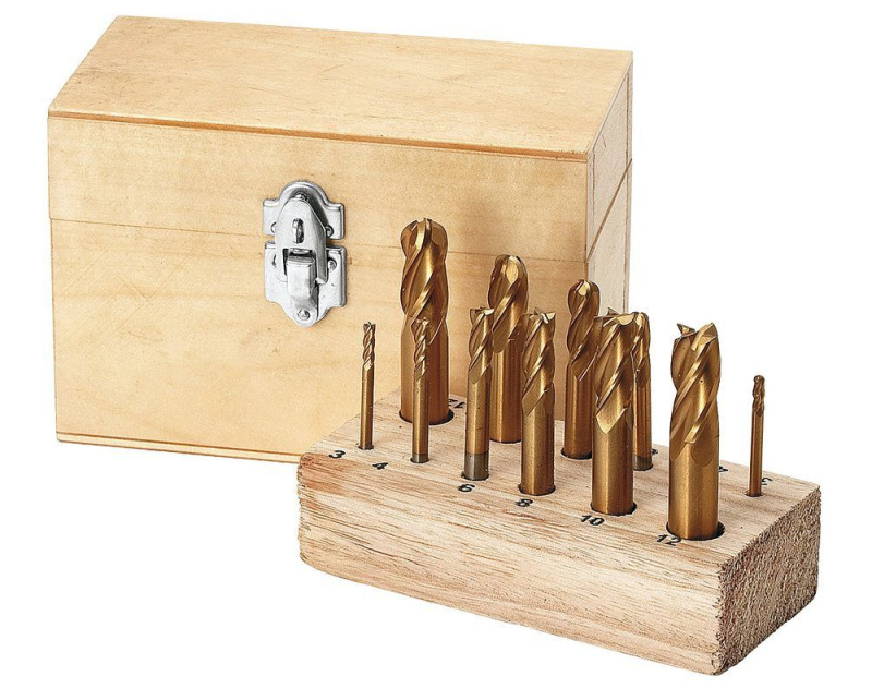 Kombinované frézy titanové 3-12 mm, pro kovoobráběcí stroje, sada 12 ks - Bernardo