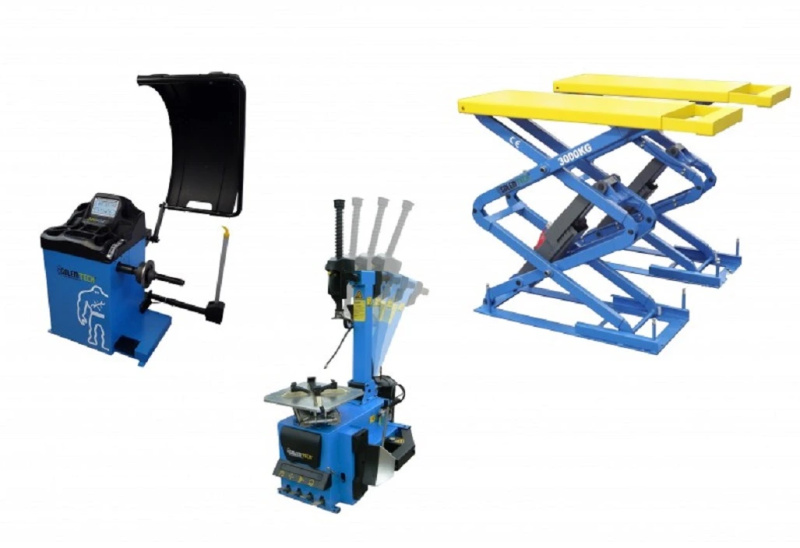 Golemtech SET 3 PROFI - zouvačka + vyvažovačka + nůžkový zvedák za zvýhodněnou cenu