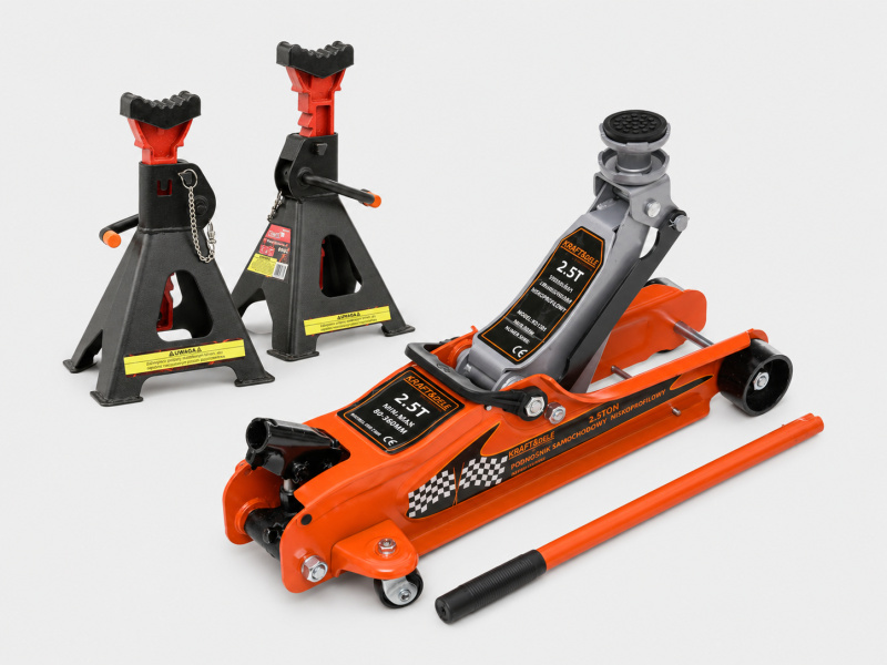 MDtools AKČNÍ SET Hydraulický nízkoprofilový zvedák (hever) 2,5t  s podpěrami 3t