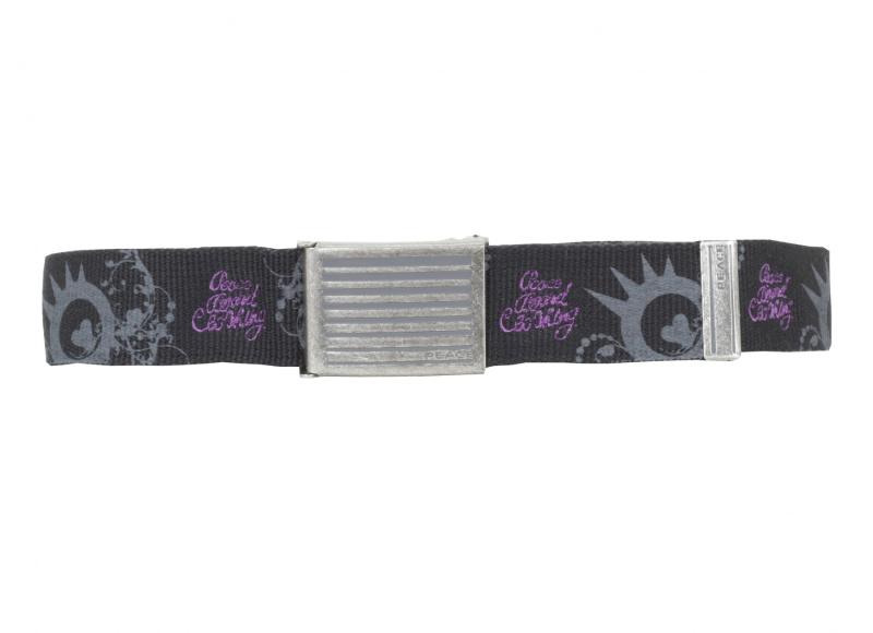 PEACE pásek FLOWER HEART BLK/GRY/VIO